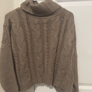 Love Tree Brown Cable Knit Turtleneck Sweater
